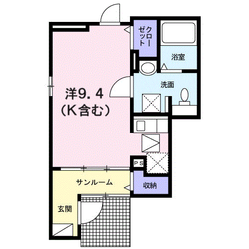 ラルーチェ(ワンルーム/1階)の間取り写真