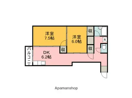 CASA AROW(2DK/2階)の間取り写真