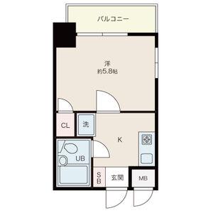 ダイアパレス比治山パークサイド(1K/6階)の間取り写真