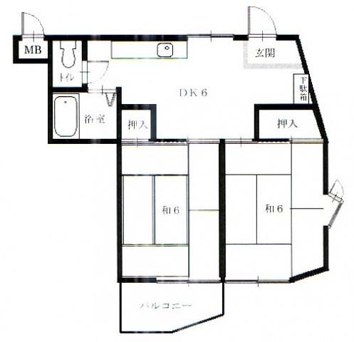 ハニーヴィラ3(2DK/3階)の間取り写真