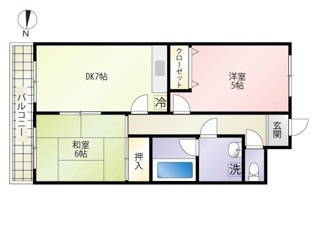 コンフォートNビル(2DK/10階)の間取り写真