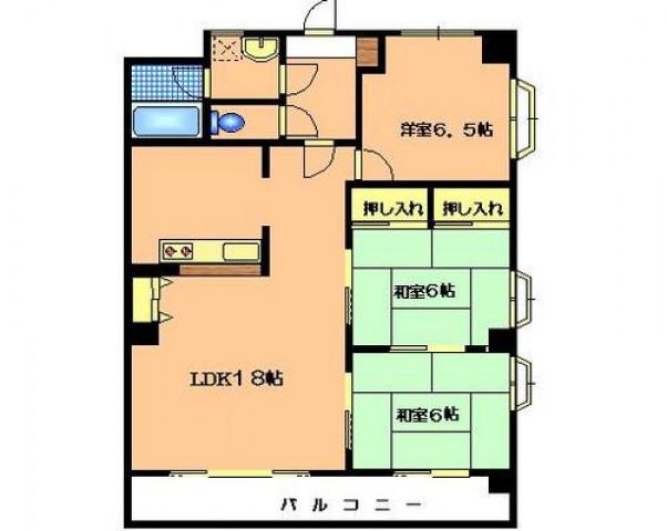 グランデュア緑井(3LDK/6階)の間取り写真