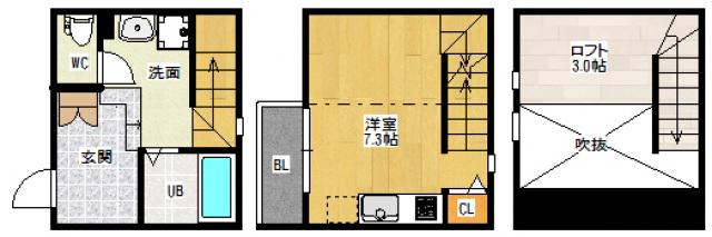 DUPLEST十日市(ワンルーム/1階)の間取り写真