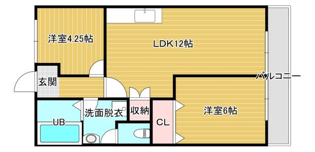 ニューシティマンション沼田(2LDK/2階)の間取り写真