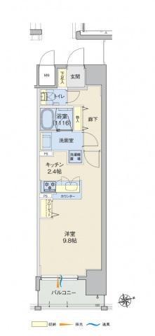 ラルウェンディ縮景園前イースト(1K/4階)の間取り写真