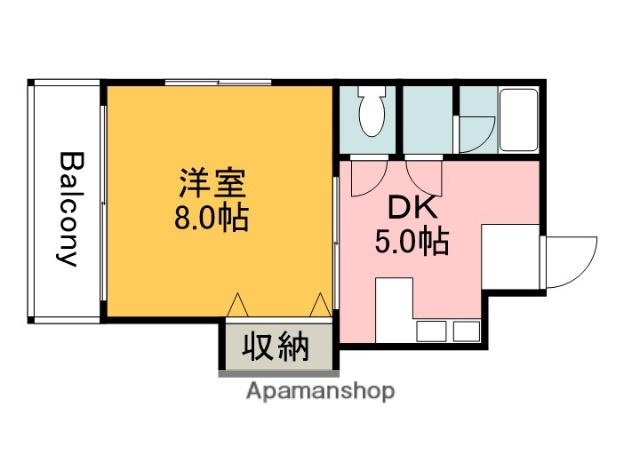 広島電鉄宇品線 海岸通駅 徒歩4分 9階建 築26年(1DK/4階)の間取り写真