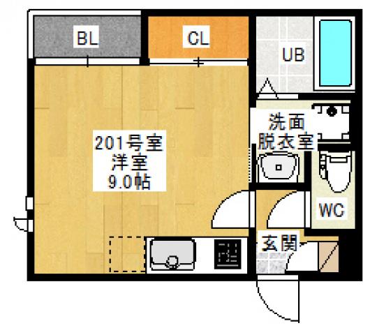 GRANDTIC 東雲本町Ⅰ(ワンルーム/2階)の間取り写真