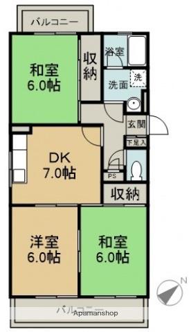 第2コーポ田中(3DK/2階)の間取り写真