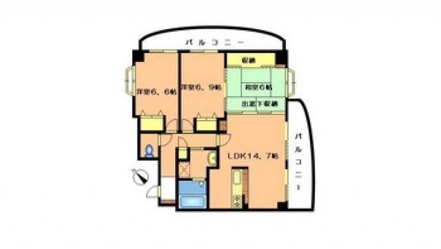 可部線 緑井駅 徒歩6分 6階建 築24年(3LDK/3階)の間取り写真