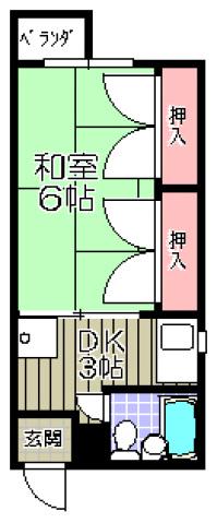 田中ビル(1K/2階)の間取り写真