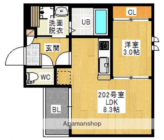 REGALEST宇品神田Ⅰ(1LDK/2階)の間取り写真