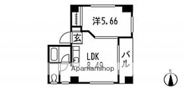 ポートサイド御幸(1LDK/4階)の間取り写真