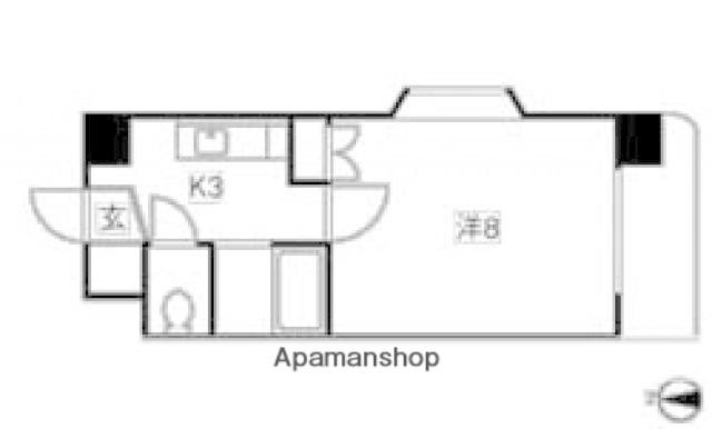 ロイヤル山口Ⅲ(1K/2階)の間取り写真