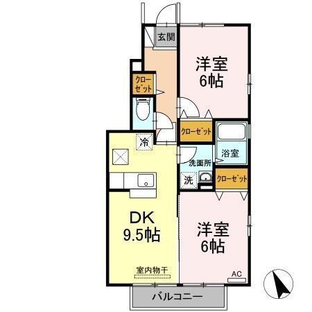 ビューテラス山本(2DK/1階)の間取り写真