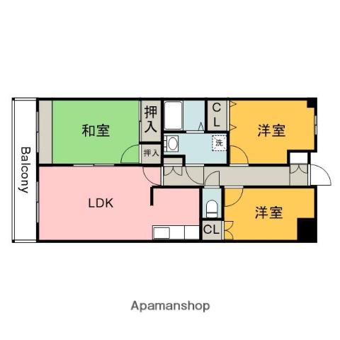 メープルヒル高林(3LDK/3階)の間取り写真