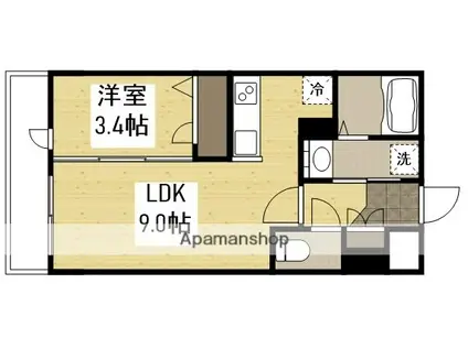 月光江波東弐番館(1LDK/3階)の間取り写真