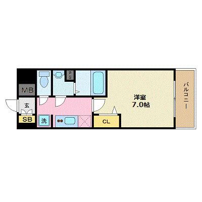 プレサンス広島中央(1K/9階)の間取り写真