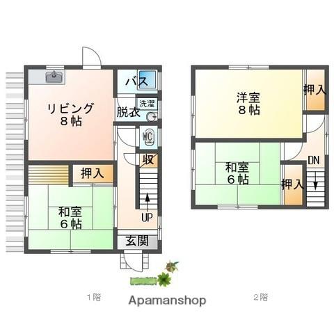 広島県広島市西区 2階建 築53年(3DK)の間取り写真