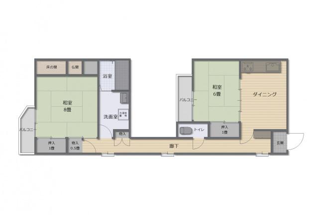 EFT二葉の里(2DK/2階)の間取り写真