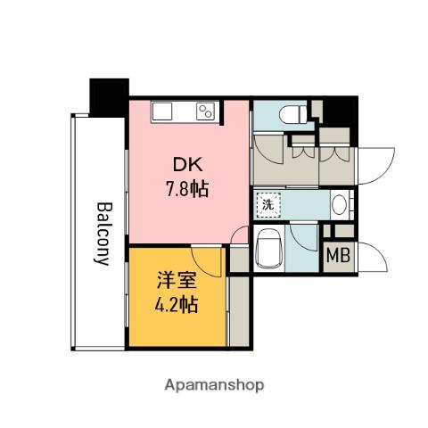 PREMIER二葉の里(1DK/4階)の間取り写真