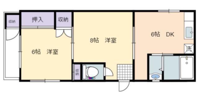 アインズコーポ戸坂(2DK/1階)の間取り写真