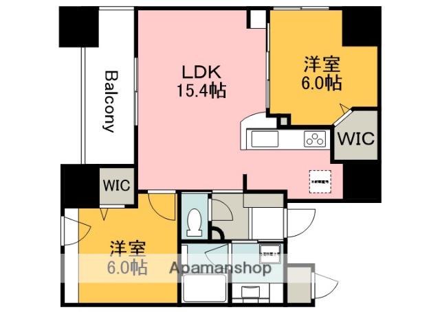 HAPPINESS白島(2LDK/2階)の間取り写真