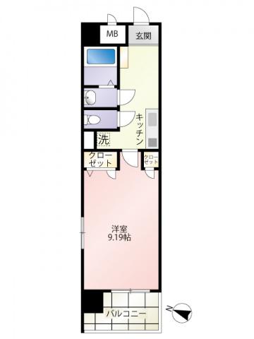 第16友建ビル(1K/6階)の間取り写真