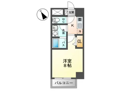 ボヌール矢賀(1K/6階)の間取り写真