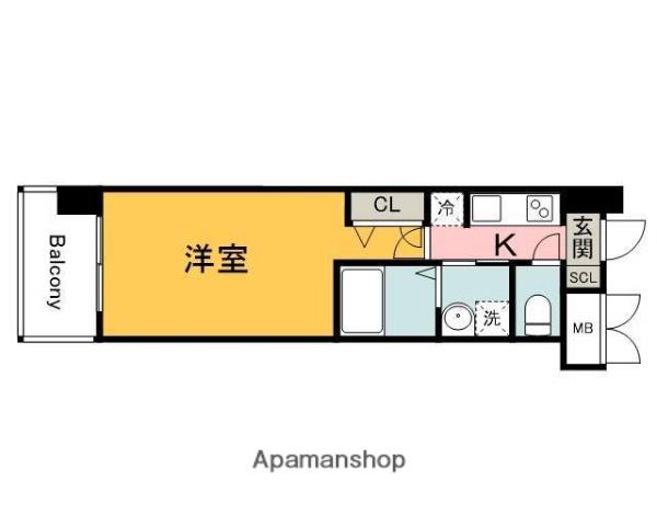 S-RESIDENCE宇品海岸(1K/9階)の間取り写真
