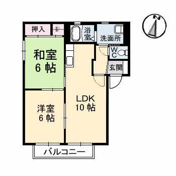 ILEXHEIM B棟(2LDK/2階)の間取り写真