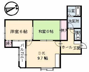 メゾン江波東(2DK/2階)の間取り写真