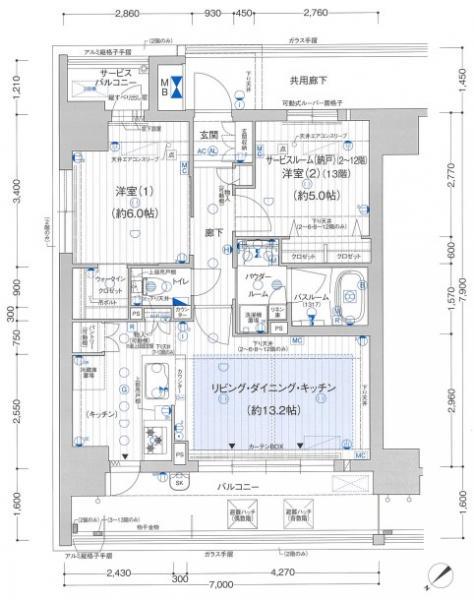 プレサンス ロジェ 昭和町ザ・レジデンス(1SLDK/5階)の間取り写真