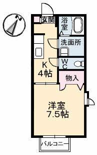 ジェネス長束(1K/1階)の間取り写真