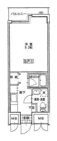 リバージュ宇品(1K/2階)の間取り写真