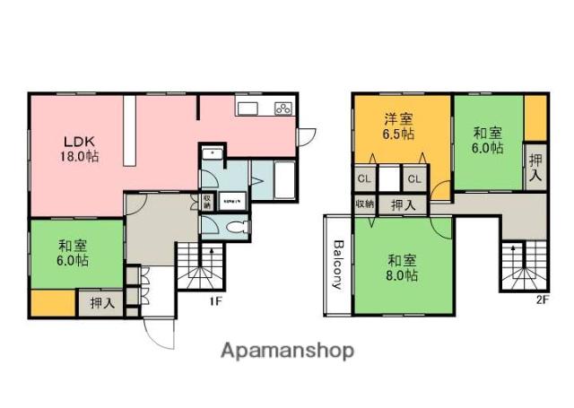 山陽本線 西広島駅 徒歩17分 2階建 築39年(4LDK)の間取り写真