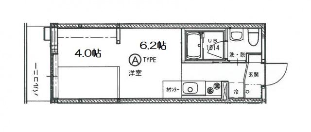 リヴィエール戸坂Ⅱ(ワンルーム/3階)の間取り写真