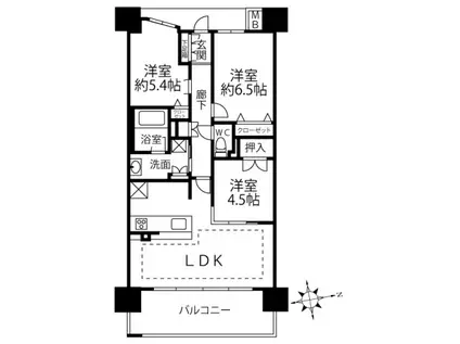 プレサンスロジェ皆実町(3LDK/3階)の間取り写真