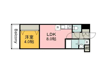 メイクス京橋川Ⅱ(1LDK/5階)の間取り写真