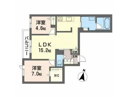  戸坂大上シャーメゾン(2LDK/2階)の間取り写真