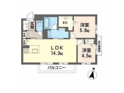  戸坂大上シャーメゾン(2LDK/2階)の間取り写真