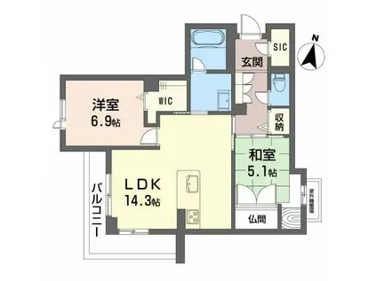  戸坂大上シャーメゾン(2LDK/3階)の間取り写真