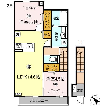 サニースクエアⅡ(2LDK/2階)の間取り写真