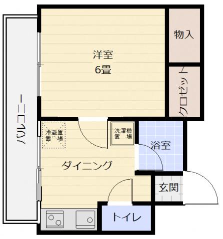 ヒルズ上幟町(1DK/2階)の間取り写真