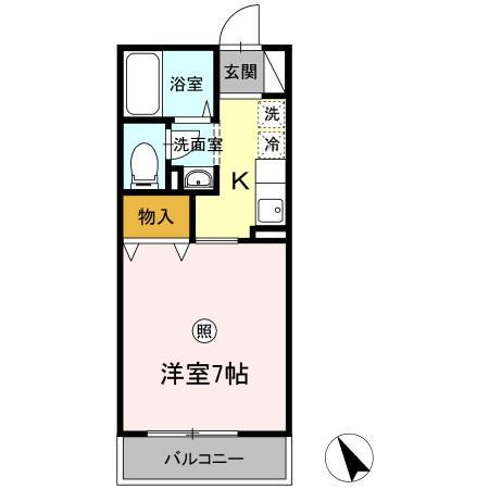 サンフォート(1K/2階)の間取り写真