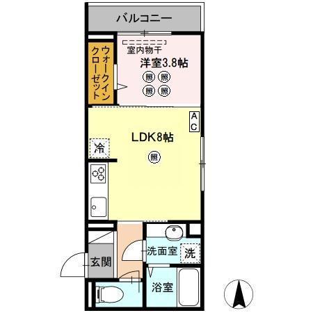 トリシア・ヒナ(1LDK/1階)の間取り写真