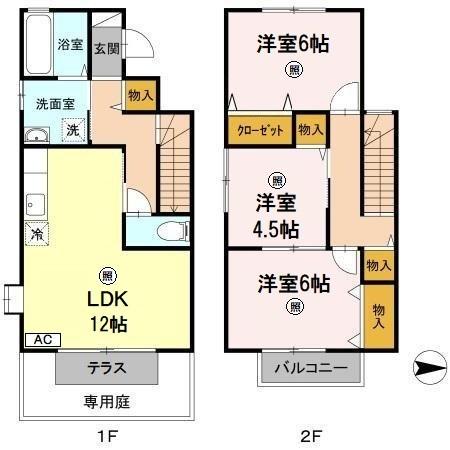ヴィルヌーブ　Ａ棟(3LDK)の間取り写真