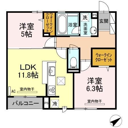 リブロン(2LDK/1階)の間取り写真