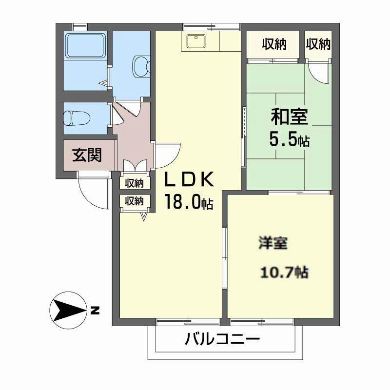 コーポN(2LDK/2階)の間取り写真