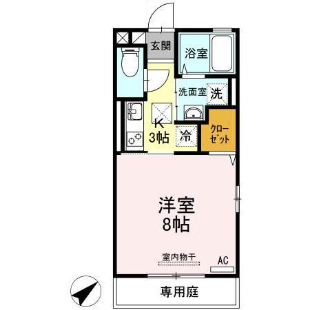 クラシコ高須(1K/1階)の間取り写真