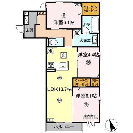 サウスERN GION(3LDK/1階)の間取り写真